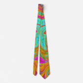 Blauw, Oranje en Heet Roze Groovy Abstract Retro Stropdas (Achterkant)