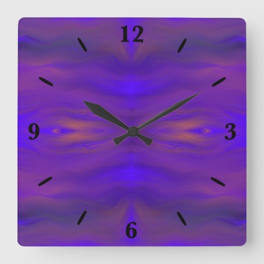 Blauw Oranje en Paars Abstract Design Pattern Vierkante Klok (Voorkant)