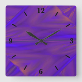 Blauw Oranje en Paars Abstract Design Pattern Vierkante Klok