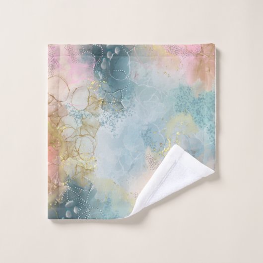 Blauw oranje en roze abstract ontworpen bad handdoek (Wasdoekje)