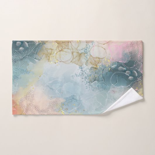 Blauw oranje en roze abstract ontworpen bad handdoek (Handdoek)