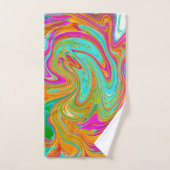 Blauw, Oranje en warm roze Abstracte retro Bad Handdoek (Handdoek)