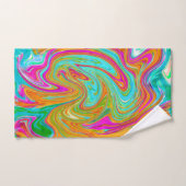 Blauw, Oranje en warm roze Abstracte retro Bad Handdoek (Handdoek)