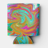 Blauw, Oranje en warm roze Abstracte retro Blikjeskoeler (Voorkant)