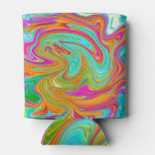 Blauw, Oranje en warm roze Abstracte retro Blikjeskoeler (Achterkant)