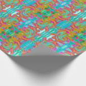 Blauw, Oranje en warm roze Abstracte retro Cadeaupapier (Hoek)