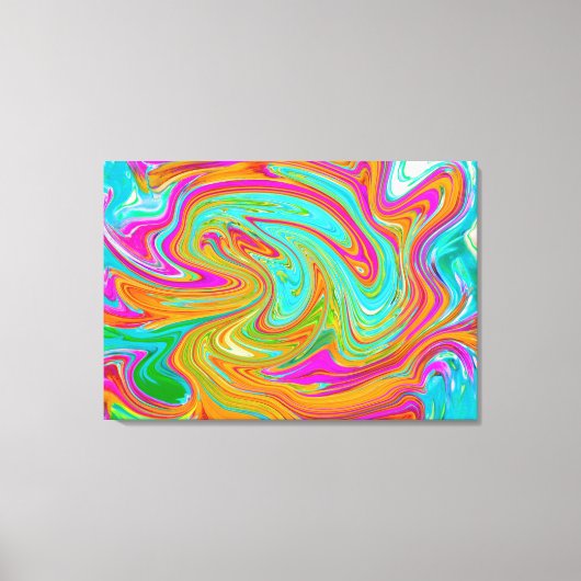 Blauw, Oranje en warm roze Abstracte retro Canvas Afdruk (Voorkant)