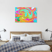 Blauw, Oranje en warm roze Abstracte retro Canvas Afdruk (Insitu (Slaapkamer))