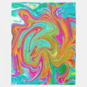 Blauw, Oranje en warm roze Abstracte retro Fleece Deken (Voorkant)