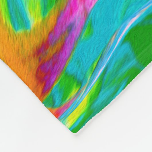 Blauw, Oranje en warm roze Abstracte retro Fleece Deken (Hoek)