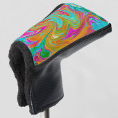 Blauw, Oranje en warm roze Abstracte retro Golfheadcover (3/4 voorkant)
