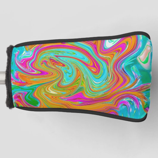 Blauw, Oranje en warm roze Abstracte retro Golfheadcover (Voorkant)