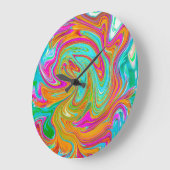 Blauw, Oranje en warm roze Abstracte retro Grote Klok (Hoek)