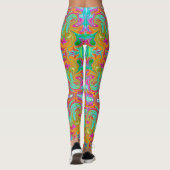 Blauw, Oranje en warm roze Abstracte retro Leggings (Achterkant)