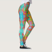 Blauw, Oranje en warm roze Abstracte retro Leggings (Rechts)