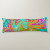 Blauw, Oranje en warm roze Abstracte retro Lichaamskussen (Achterkant)