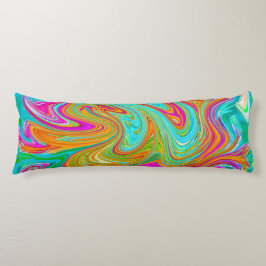 Blauw, Oranje en warm roze Abstracte retro Lichaamskussen