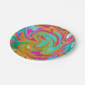 Blauw, Oranje en warm roze Abstracte retro Papieren Bordje (Gekanteld)