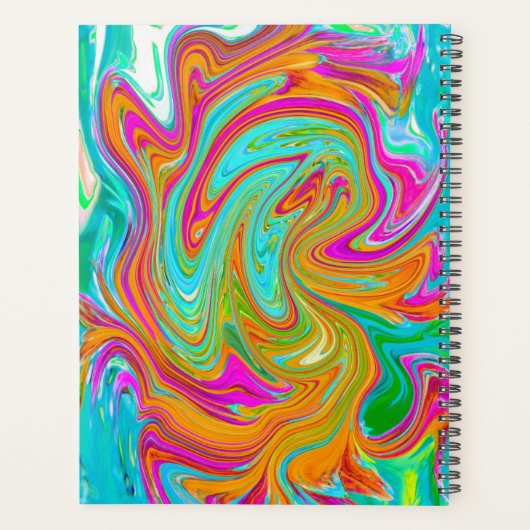 Blauw, Oranje en warm roze Abstracte retro Planner (Achterkant)