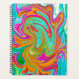 Blauw, Oranje en warm roze Abstracte retro Planner