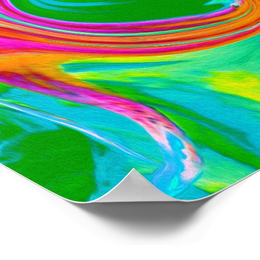 Blauw, Oranje en warm roze Abstracte retro Poster (Hoek)