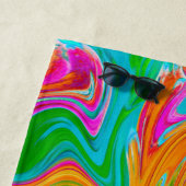 Blauw, Oranje en warm roze Abstracte retro Strandlaken (In situ)