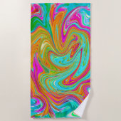 Blauw, Oranje en warm roze Abstracte retro Strandlaken (Voorkant)