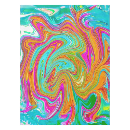 Blauw, Oranje en warm roze Abstracte retro Tafelkleed (Voorkant)