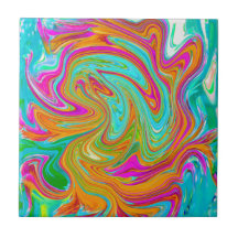 Blauw, Oranje en warm roze Abstracte retro