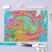 Blauw, Oranje en warm roze Abstracte retro Tissuepapier (Craft)