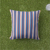 Blauw Oranje en wit gestreept kussen (Gras)