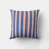 Blauw Oranje en wit gestreept kussen (Achterkant)