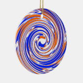 Blauw Oranje en wit Premium Keramisch Ornament (Rechts)
