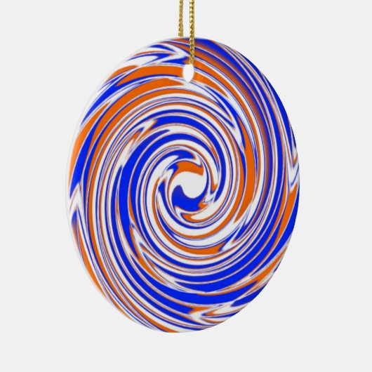 Blauw Oranje en wit Premium Keramisch Ornament (Rechts)