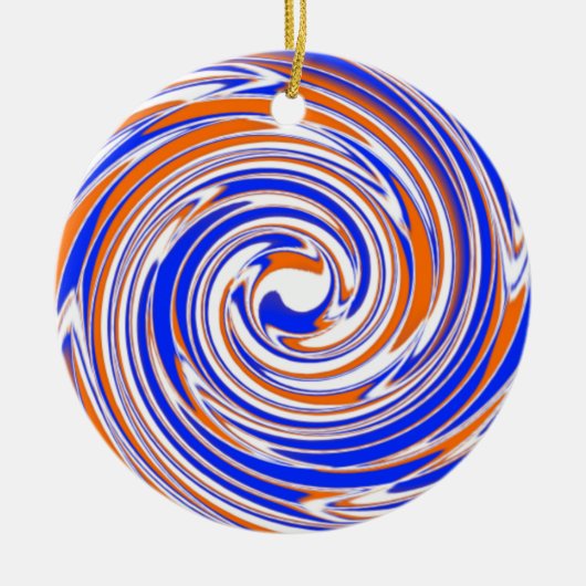 Blauw Oranje en wit Premium Keramisch Ornament (Voorkant)