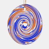 Blauw Oranje en wit Premium Keramisch Ornament (Links)