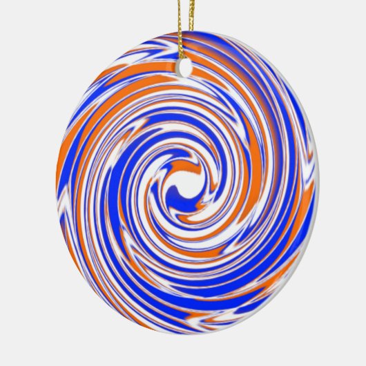 Blauw Oranje en wit Premium Keramisch Ornament (Links)