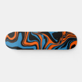 Blauw Oranje en zwart Abstract marmer skateboard (Horizontaal)