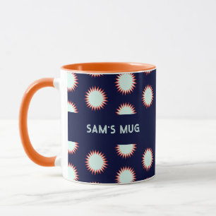 Blauw & Oranje Flash Voeg de naam toe Vet Luid Pat Mok