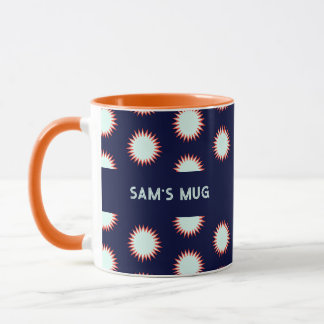Blauw & Oranje Flash Voeg de naam toe Vet Luid Pat Mok