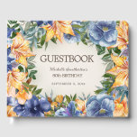 Blauw Oranje Floral 80th Birthday Gastenboek<br><div class="desc">blauw en sinaasappel Tijger Lelies / bloemrijke aangepaste 80e verjaardagsfeestgastenboek gepersonaliseerd met de naam van de eregast. Neem contact met mij op voor hulp bij maatwerk of om extra Zazzle producten aan te vragen voor uw feest.</div>