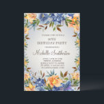 Blauw Oranje Floral 90th Birthday Invitation Kaart<br><div class="desc">Elegant navy blue en oranje waterverf floral/tigerlilies en greenery op een beige uitnodiging van de negentigste verjaardagspartij. Neem contact met mij op voor hulp bij aanpassingen of voor het aanvragen van matching of het coördineren van Zazzle-producten voor uw partij.</div>