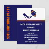 Blauw & Oranje Football Verjaardagsfeest Save The Date (Voorkant / Achterkant)