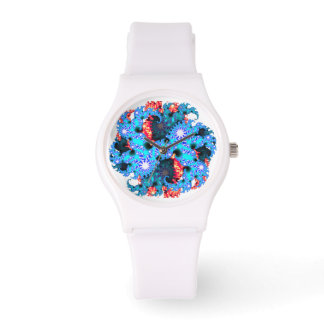 Blauw oranje fractal watch horloge