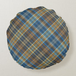 Blauw oranje geblazen rond kussen