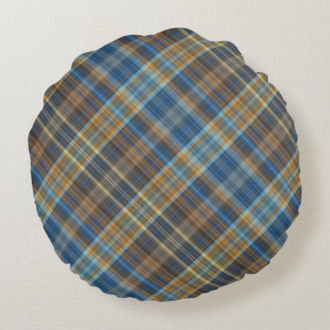 Blauw oranje geblazen rond kussen (Achterkant)