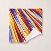 Blauw Oranje Geel Abstract Geometrische veren Bad Handdoek (Wasdoekje)