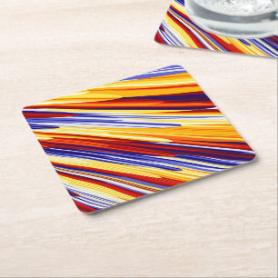 Blauw Oranje Geel Abstract Geometrische veren Kartonnen Onderzetters