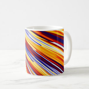 Blauw Oranje Geel Abstract Geometrische veren Koffiemok