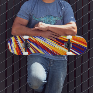 Blauw Oranje Geel Abstract Geometrische veren Persoonlijk Skateboard